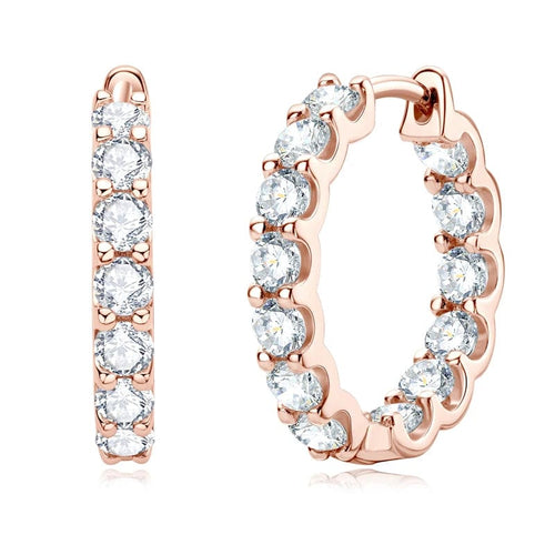 Planet Gates Rose Gold IOGOU Hoops 100% 925 Sterling Silver Real 3mm Moissanite Stud Earrings For Women Sparkling Jewelry Gifts with GRA Certificate