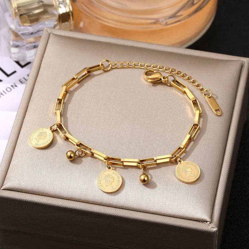 Planet Gates rose gold Korea New Fashion Letter Star Pendant Bracelet Woman Simple Vintage Stainless Steel Bracelet Luxury Original Jewelry Accessories