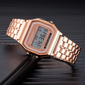 Planet Gates Rose Gold Luxury Women's Rose Gold Silicone Watches Women Fashion LED Digital Clock Casual Ladies Electronic Watch Reloj Mujer 2022