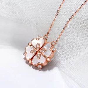 Planet Gates Rose Gold Style 1 316L Stainless Steel Love Magnetic Pendant Necklace for Women Clover Necklace Heart Shaped Clover Necklace Pendant Jewelry Gift