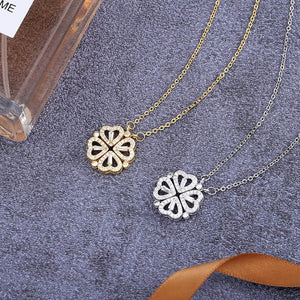 Planet Gates Rose Gold Style 1 316L Stainless Steel Love Magnetic Pendant Necklace for Women Clover Necklace Heart Shaped Clover Necklace Pendant Jewelry Gift