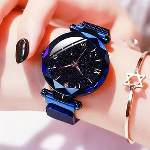 Planet Gates Rose Gold Womens Fashion Starry Sky Watches Magnet Buckle Mesh Belt Diamond Quartz Watch Women Dress Clock