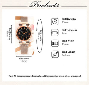 Planet Gates Rose Gold Womens Fashion Starry Sky Watches Magnet Buckle Mesh Belt Diamond Quartz Watch Women Dress Clock