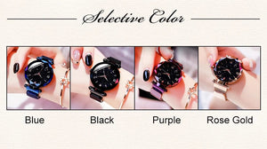 Planet Gates Rose Gold Womens Fashion Starry Sky Watches Magnet Buckle Mesh Belt Diamond Quartz Watch Women Dress Clock