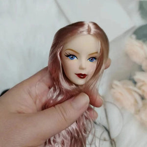 Planet Gates Rose hair / Only Head 30cm Lady Doll's Head with Big Wavy Curly Hair 1/6 Dress Up Accessories Girls Diy Toys