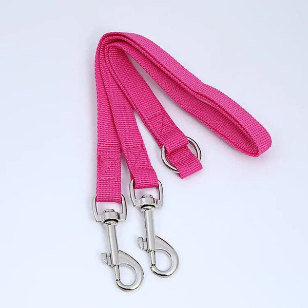 Planet Gates Rose red / One size Double Twin Dual Coupler Dog Leash Two in One Strong Nylon V Shape Pet Dog Leash Colorful Two Ways Pet Lead