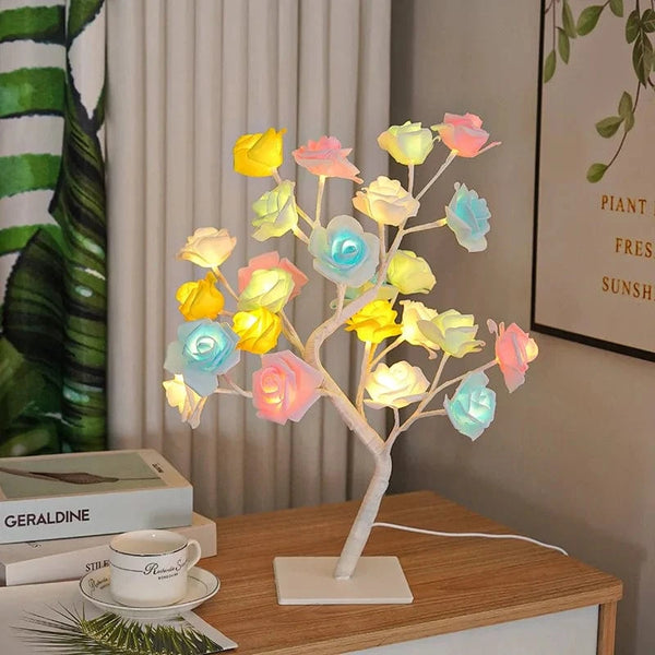 Planet Gates Rose Tree Lamp, USB Powered LED Light Flower Night Light for Home Decoration Outdoor Parties Weddings Gift
