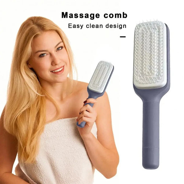 Planet Gates Rotating Comb Long Handle Anti-static Scalp Massage Hair Comb for Women Self Hair Brush with Retractable Comb Hairdressing Tool
