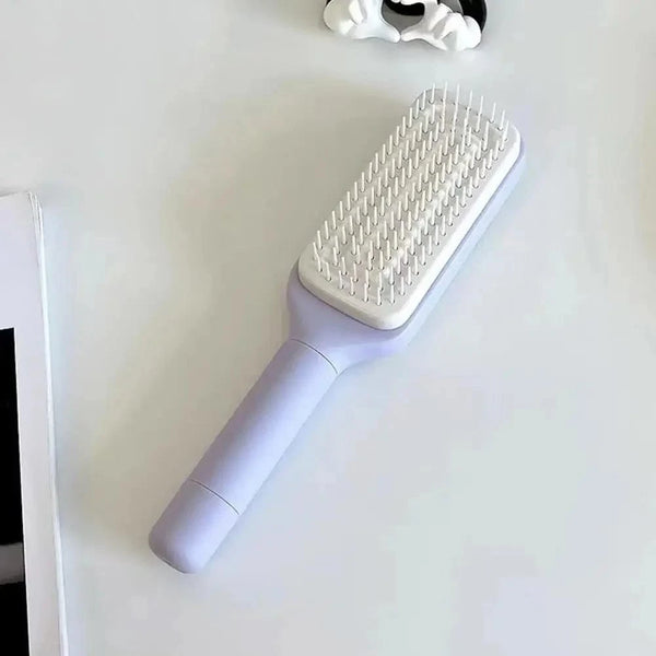 Planet Gates Rotating Comb Long Handle Anti-static Scalp Massage Hair Comb for Women Self Hair Brush with Retractable Comb Hairdressing Tool