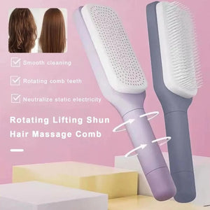 Planet Gates Rotating Comb Long Handle Anti-static Scalp Massage Hair Comb for Women Self Hair Brush with Retractable Comb Hairdressing Tool
