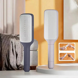 Planet Gates Rotating Comb Long Handle Anti-static Scalp Massage Hair Comb for Women Self Hair Brush with Retractable Comb Hairdressing Tool