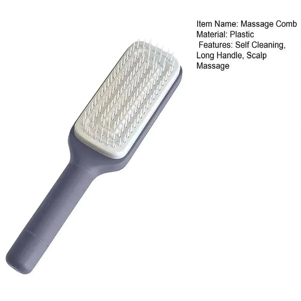 Planet Gates Rotating Comb Long Handle Anti-static Scalp Massage Hair Comb for Women Self Hair Brush with Retractable Comb Hairdressing Tool