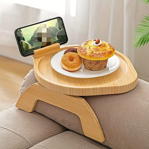 Planet Gates Rotundity 1pc Couch Arm Table, Sofa Arm Tray, Couch Arm Tray Clip, With Phone Holder, Foldable Space Saving Side Tables, For Snacks Fruits Drinks Coffee