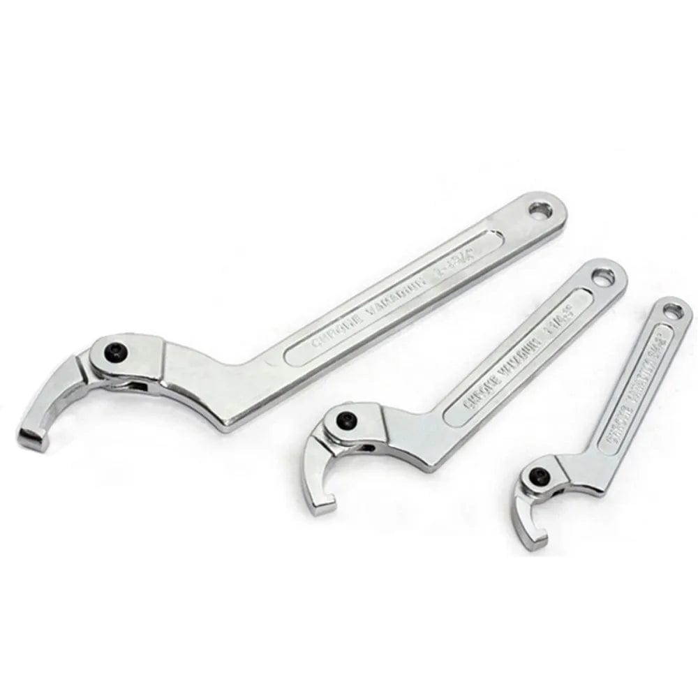 Planet Gates Round Head / 32-76mm 1PCS Adjustable Wrench Hook Spanner Square/Round Head CR-V Spanner Key for Round Bolt Hand Tools 19-51/32-76/51-120mm