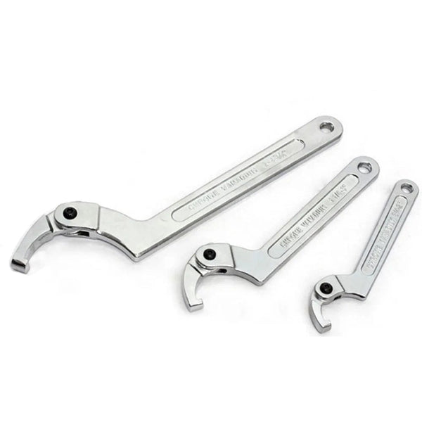 Planet Gates Round Head / 32-76mm 1PCS Adjustable Wrench Hook Spanner Square/Round Head CR-V Spanner Key for Round Bolt Hand Tools 19-51/32-76/51-120mm