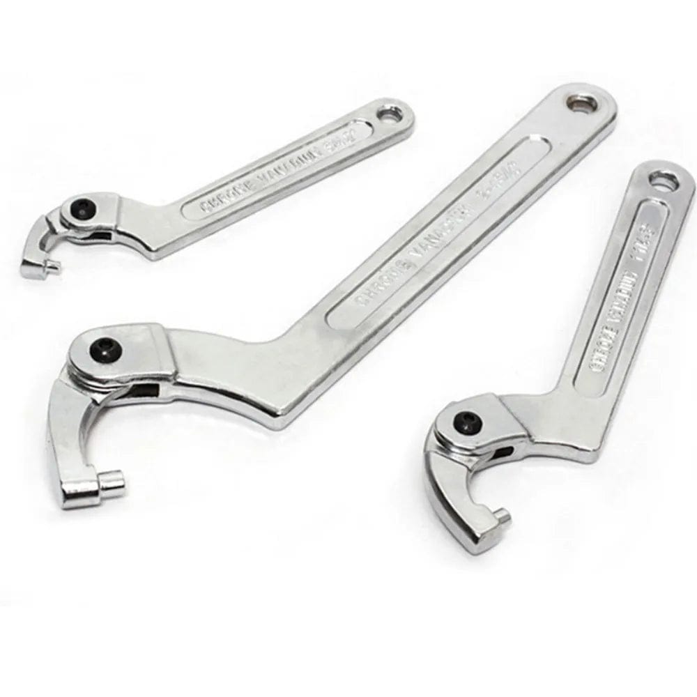 Planet Gates Round Head / 32-76mm 1PCS Adjustable Wrench Hook Spanner Square/Round Head CR-V Spanner Key for Round Bolt Hand Tools 19-51/32-76/51-120mm
