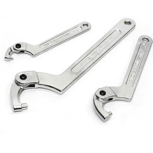 Planet Gates Round Head / 32-76mm 1PCS Adjustable Wrench Hook Spanner Square/Round Head CR-V Spanner Key for Round Bolt Hand Tools 19-51/32-76/51-120mm
