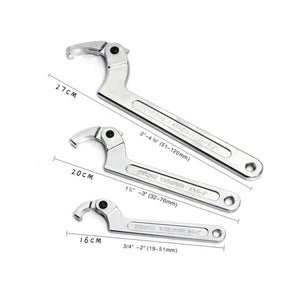 Planet Gates Round Head / 32-76mm 1PCS Adjustable Wrench Hook Spanner Square/Round Head CR-V Spanner Key for Round Bolt Hand Tools 19-51/32-76/51-120mm