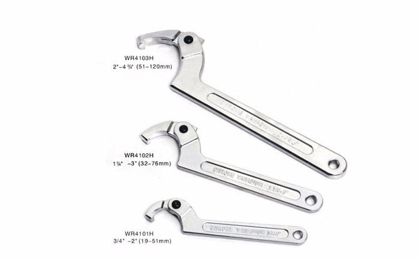Planet Gates Round Head / 32-76mm 1PCS Adjustable Wrench Hook Spanner Square/Round Head CR-V Spanner Key for Round Bolt Hand Tools 19-51/32-76/51-120mm