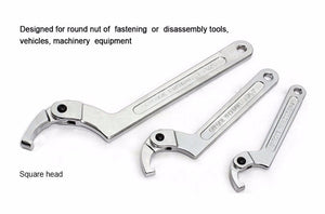 Planet Gates Round Head / 32-76mm 1PCS Adjustable Wrench Hook Spanner Square/Round Head CR-V Spanner Key for Round Bolt Hand Tools 19-51/32-76/51-120mm