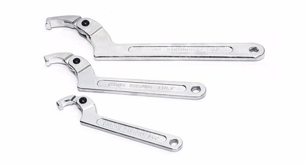 Planet Gates Round Head / 32-76mm 1PCS Adjustable Wrench Hook Spanner Square/Round Head CR-V Spanner Key for Round Bolt Hand Tools 19-51/32-76/51-120mm