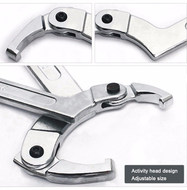 Planet Gates Round Head / 32-76mm 1PCS Adjustable Wrench Hook Spanner Square/Round Head CR-V Spanner Key for Round Bolt Hand Tools 19-51/32-76/51-120mm
