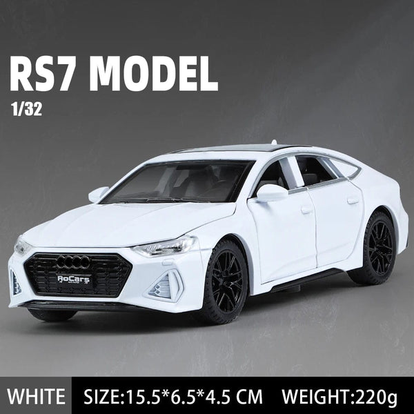 Planet Gates rs7 white / CHINA 1:32 RS7 Sportback Alloy Car Model Diecast Metal Sound Light Simulation Vehicle Collection Toy Gift for Kid Pull Back  One Piece