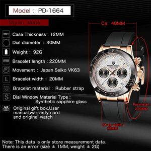 Planet Gates rubber grey 40mm New V2 PAGANI DESIGN Men's Quartz Watches Sapphire Retro Chronograph Stainless Steel Waterproof Watch Men Relogio Masculino