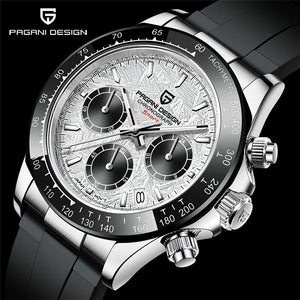 Planet Gates rubber grey 40mm New V2 PAGANI DESIGN Men's Quartz Watches Sapphire Retro Chronograph Stainless Steel Waterproof Watch Men Relogio Masculino