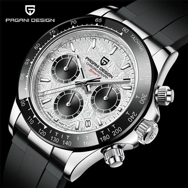 Planet Gates rubber grey 40mm New V2 PAGANI DESIGN Men's Quartz Watches Sapphire Retro Chronograph Stainless Steel Waterproof Watch Men Relogio Masculino