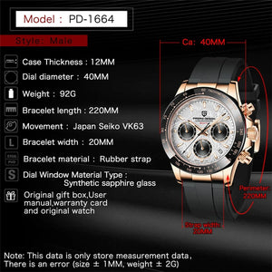 Planet Gates rubber grey 40mm New V2 PAGANI DESIGN Men's Quartz Watches Sapphire Retro Chronograph Stainless Steel Waterproof Watch Men Relogio Masculino