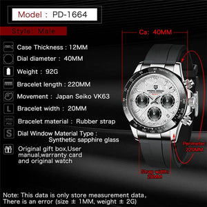 Planet Gates rubber grey 40mm New V2 PAGANI DESIGN Men's Quartz Watches Sapphire Retro Chronograph Stainless Steel Waterproof Watch Men Relogio Masculino