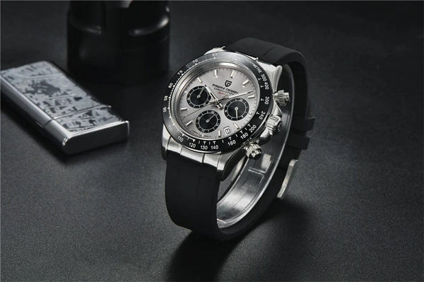Planet Gates rubber grey 40mm New V2 PAGANI DESIGN Men's Quartz Watches Sapphire Retro Chronograph Stainless Steel Waterproof Watch Men Relogio Masculino