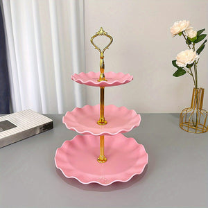 Planet Gates Ruffle Pink One Piece 1pc, Elegant 3 Tier Cupcake Stand for Tea Parties, Weddings, and More - Ruffled or Laciness Design - Perfect for Decorating and Serving Desserts - Table and Kitchen Accessories