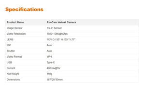 Planet Gates RunCam Helmet Camera Face Mask Recorder Airsoft Recording Long Battery Life 1920*1080 60fps
