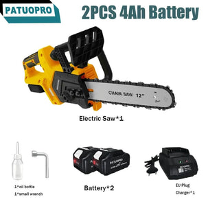 Planet Gates Russian Federation / 2PCS 4Ah Battery / EU 12Inch Brushless Electric Chain Saw 3800RPM Portable Chainsaw Rechargeable Cordless Graden Pruning Tools For Makita 18V Battery