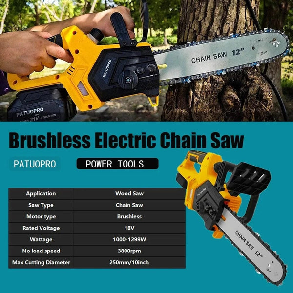 Planet Gates Russian Federation / 2PCS 4Ah Battery / EU 12Inch Brushless Electric Chain Saw 3800RPM Portable Chainsaw Rechargeable Cordless Graden Pruning Tools For Makita 18V Battery
