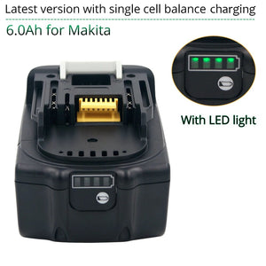 Planet Gates Russian Federation Latest Upgraded BL1860 Rechargeable Battery 18 V 6000mAh Lithium for Makita 18V Battery BL1840 BL1850 BL1830 BL1860B LXT 400