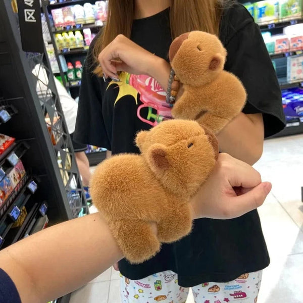 Planet Gates Rytanda Capybara Clap Circle Toys Slap Snap Wrap Wristband Bracelet Capybara Plush Hand Ring Fun Pop Circles Kids Christmas Gift