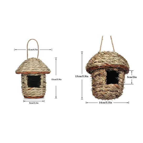 Planet Gates S 12x12cm / China Handwoven Straw Bird Nest Parrot Hatching Outdoor Garden Hanging Hatching Breeding House Nest Bird Accessory