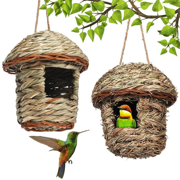 Planet Gates S 12x12cm / China Handwoven Straw Bird Nest Parrot Hatching Outdoor Garden Hanging Hatching Breeding House Nest Bird Accessory