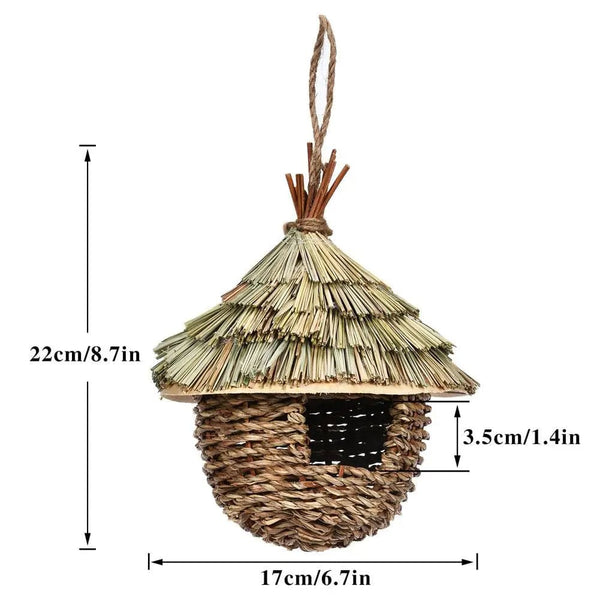 Planet Gates S 12x12cm / China Handwoven Straw Bird Nest Parrot Hatching Outdoor Garden Hanging Hatching Breeding House Nest Bird Accessory