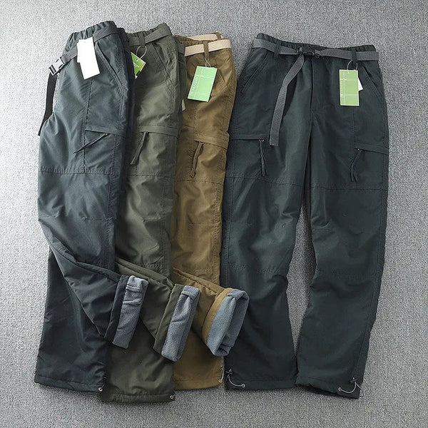 Planet Gates S-6XL Tooling Pants Thick Waterproof Fleece Cargo Pants Men Women Winter Outdoor Multi-pockets Loose Straight Overall Trousers