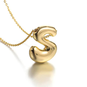 Planet Gates S Greatera Gold Color Chunky Balloon Bubble Initial Letter Pendant Choker Necklaces for Women Custom Personalized Jewelry