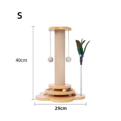 Planet Gates S Pet Cat Toy Solid Wood Cat Turntable Funny Cat Stick  Balls Durable Sisal Scratching Board Cat Supplies Cat Grab Column