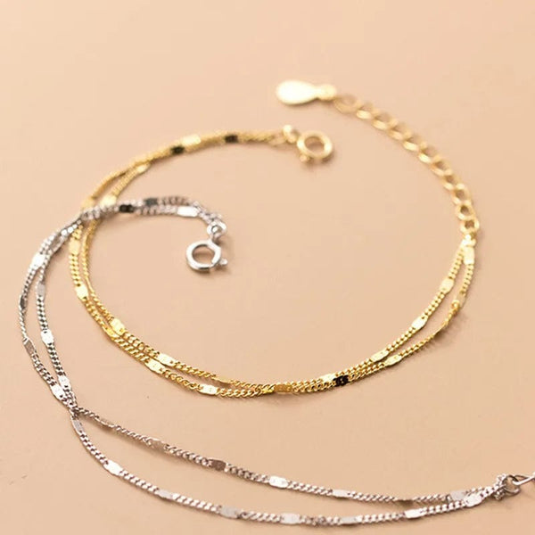 Planet Gates S0000178 gold stainless steel Double Layers Simple Bracelet for Women Temperament Elegant Sweet Link Chain Bracelet Jewelry gift