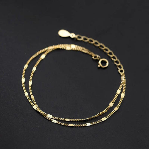 Planet Gates S0000178 gold stainless steel Double Layers Simple Bracelet for Women Temperament Elegant Sweet Link Chain Bracelet Jewelry gift