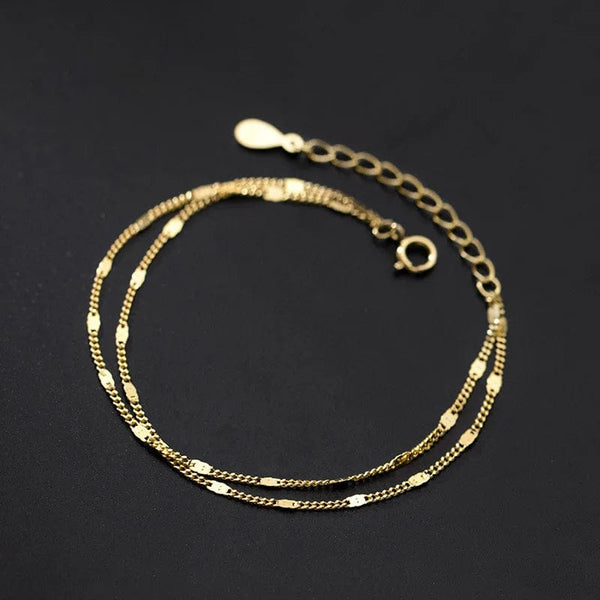 Planet Gates S0000178 gold stainless steel Double Layers Simple Bracelet for Women Temperament Elegant Sweet Link Chain Bracelet Jewelry gift