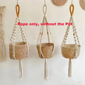 Planet Gates S13 Macrame Plant Hanger Indoor Hanging Planter Basket Woven Cotton Rope Flower Pot Crochet Plant Holder Stand for Boho Home Decor
