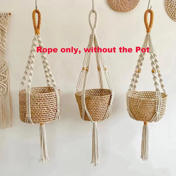 Planet Gates S13 Macrame Plant Hanger Indoor Hanging Planter Basket Woven Cotton Rope Flower Pot Crochet Plant Holder Stand for Boho Home Decor
